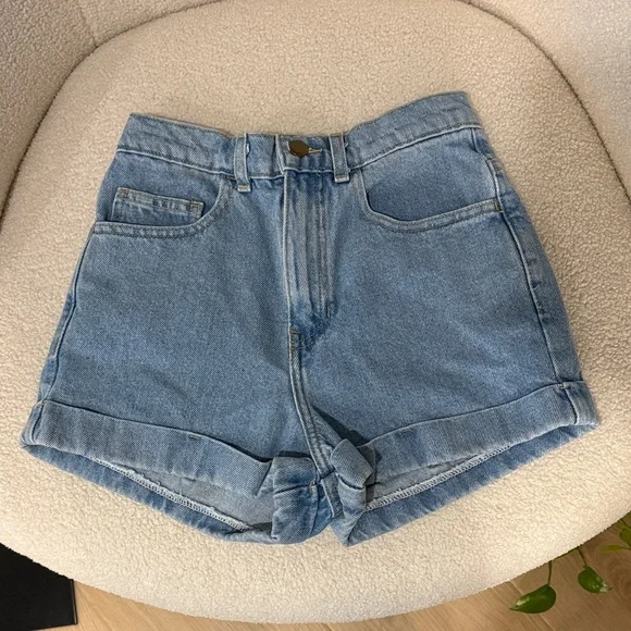 American Apparel High Waist Denim Blue Jean Shorts - Picture 1 of 4